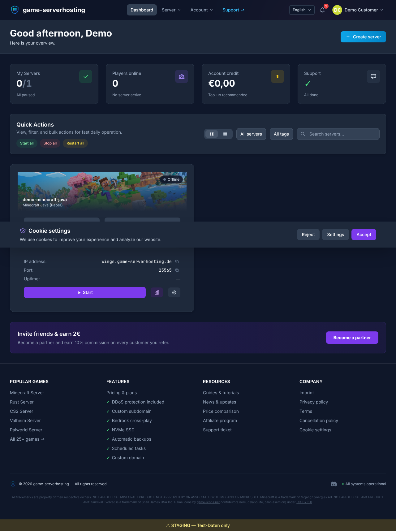 Server tile ready