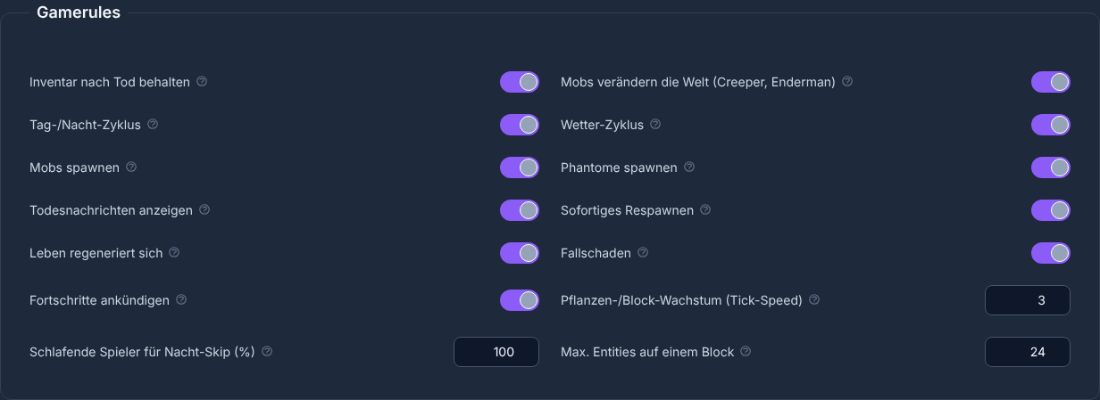 Gameregeln-Raster im Editor